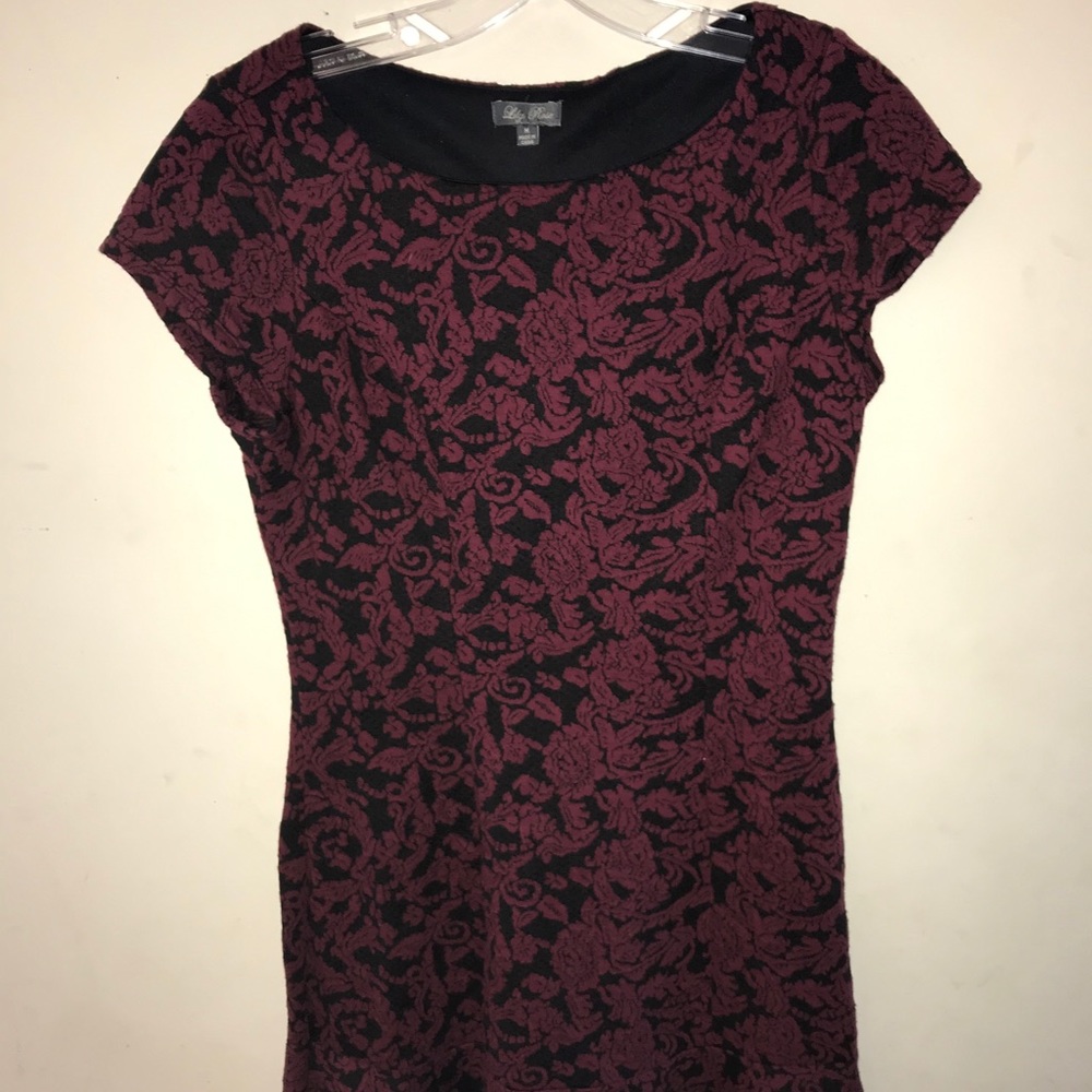 Mid length black and red rose dress
